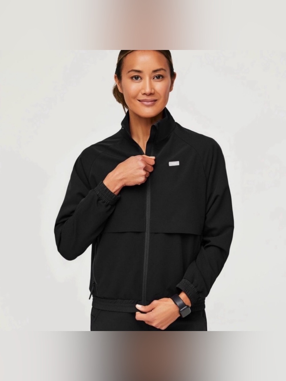 FIGS Sydney Performance Scrub Jacket In Black Size Small Full Zip Pockets